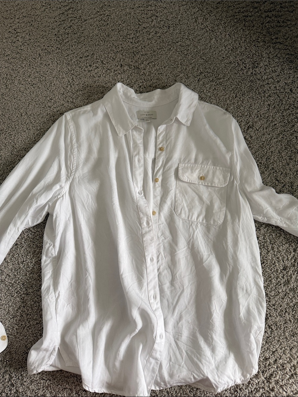 Lucky Brand White Women's Button-Down Shirt with Chest Pocket